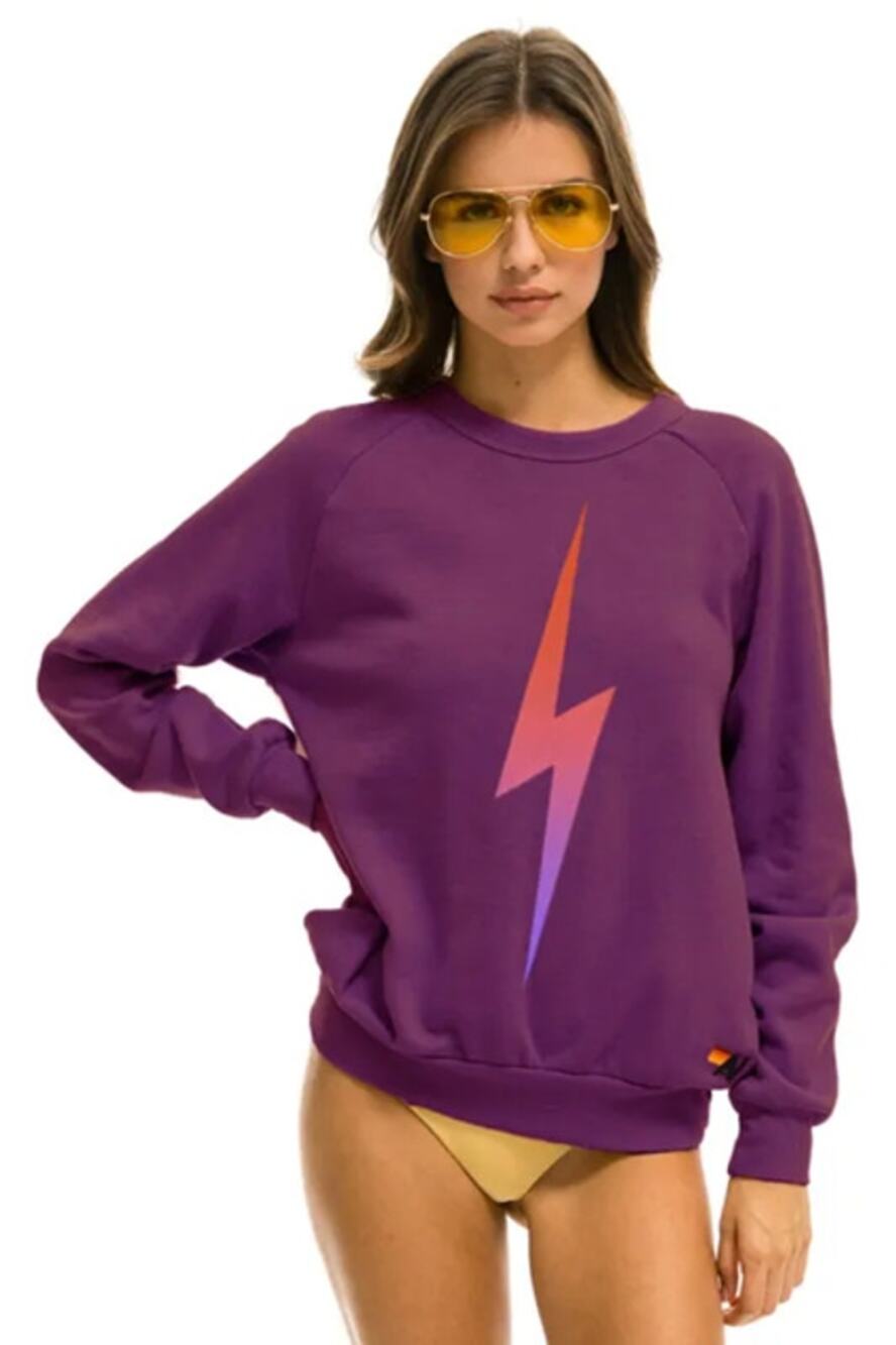 Aviator Nation Bold Fade Relaxed Crew Sweatshirt Purple L NWT